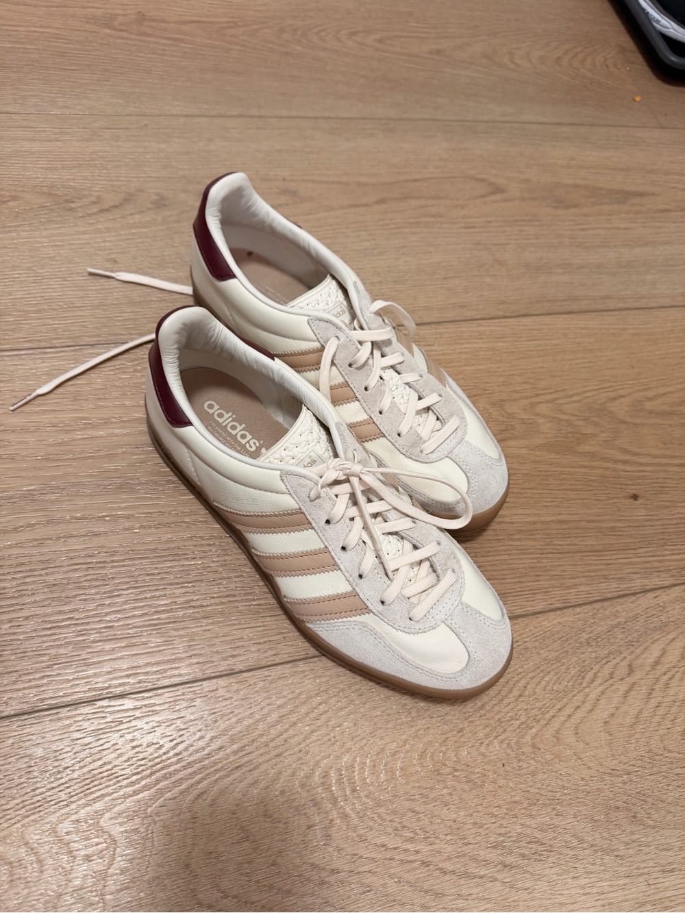 adidas Women’s Cream, Beige & Burgundy Samba-Style Sneakers